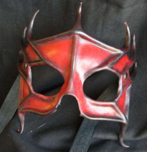Black and red  ,   Leather mask - hand made